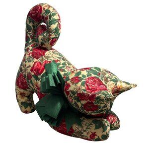 Decorative Cat Fabric Door Stopper Playing Floral Pillow Granny Chic Heavy 13.5"